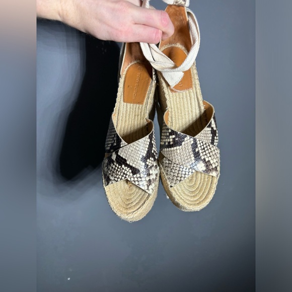 Tory Burch Selby Snake Print Espadrille Wedges Womens Size 8.5 - Picture 3 of 8